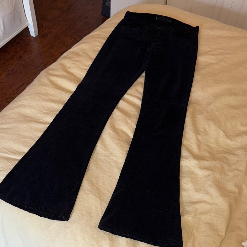 J Brand Martini Black Velvet Flared Pants